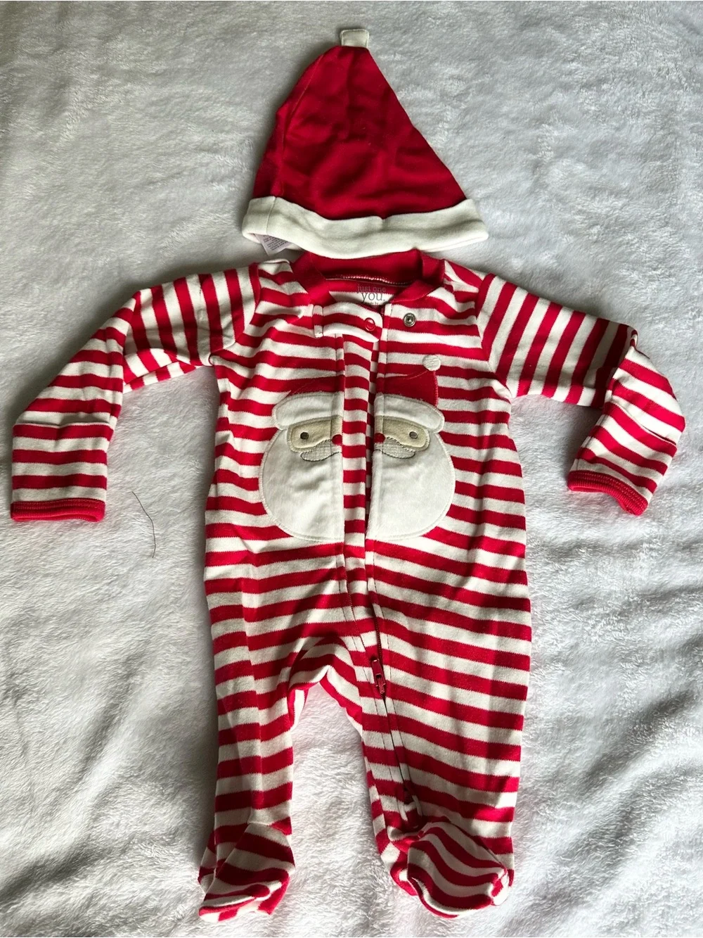 Carter's Red & White Striped Santa Footie with Hat